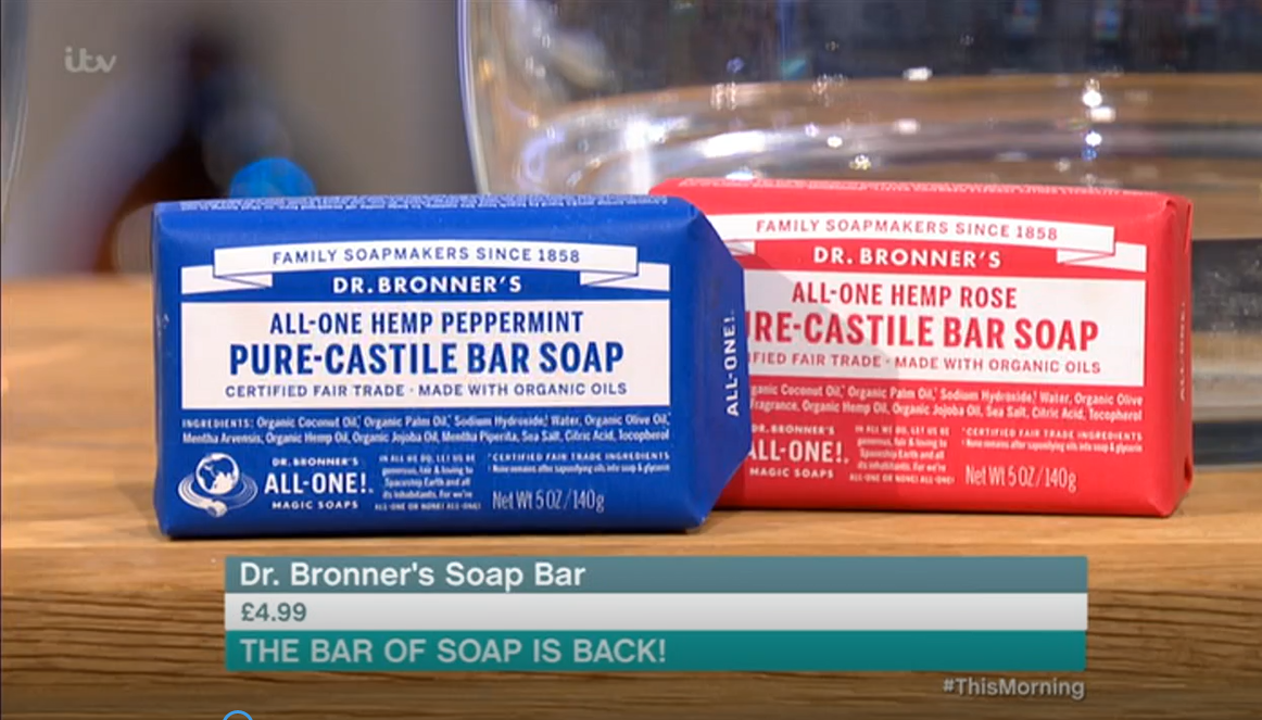 Dr Bronner's Soap bars on This Morning